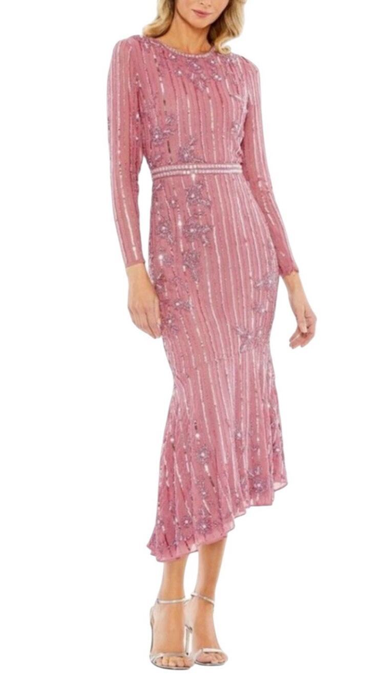 Mac Duggal 93627 Rosewood Sequin Beaded Midi Dress Size 14 $398